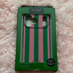 Kate Spade Pink & Green Striped iPhone Case